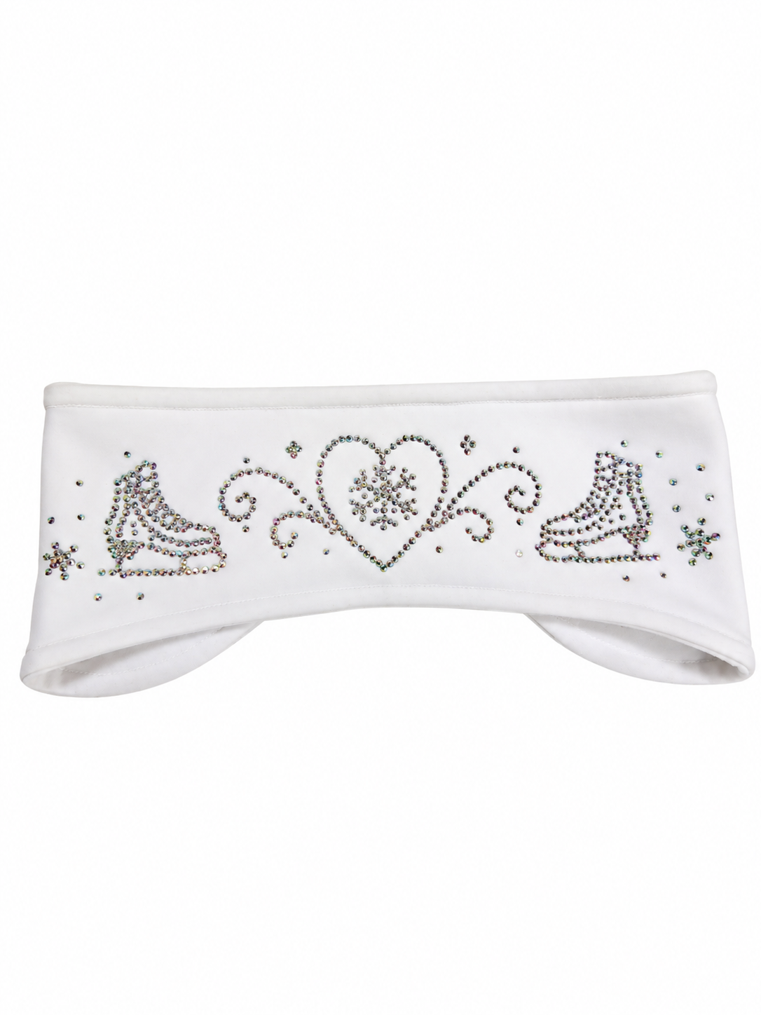 White headband embellished with rhinestones